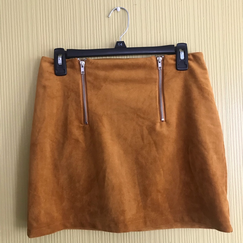 Forever 21 Suede Orange/Brown Mini Skirt
